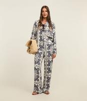 Calça Wide Leg  Cintura Alta em Viscose com Estampa Paisley - 2