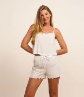 Pijama Short Doll em Chalis com Estampa Xadrez e Borda Nuvem - 2