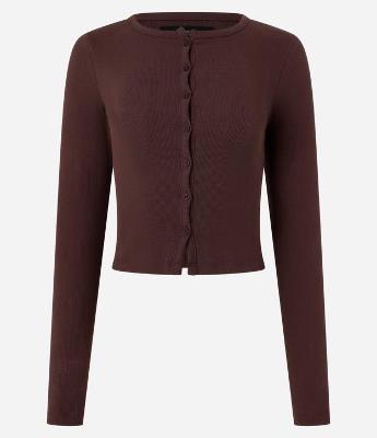 Cardigan em Ribana com Botões Frontais