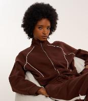 Casaco Moletom com Gola Alta e Detalhe Contrastante - 2