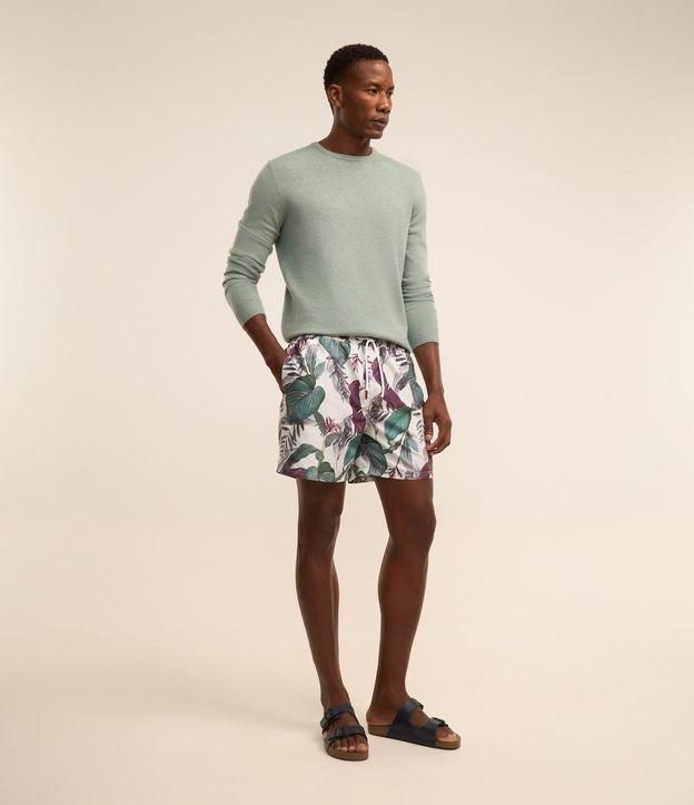 Bermuda em Microfibra  com Cós Elástico e Estampa Floral - 2