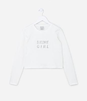 Blusa Infantil em Algodão com Aplicação de Termocolantes - Tam 5 a 14 anos