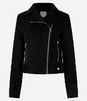 Jaqueta Biker em Suede com Bolsos e Zíper - 1