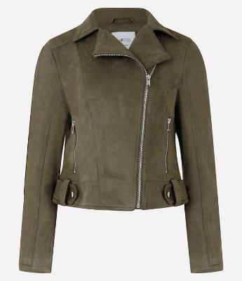 Jaqueta Biker em Suede com Bolsos e Zíper