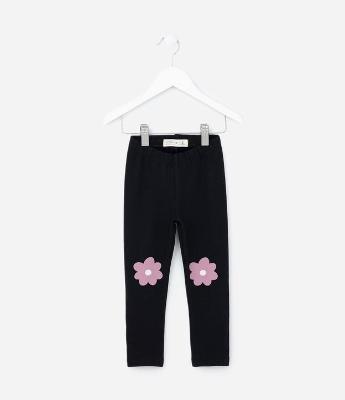 Calça Legging Infantil com Estampa Florzinha - Tam 1 a 6 Anos