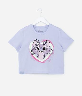 Camiseta Curta Infantil com Estampa Angel - Tam 5 a 14 Anos