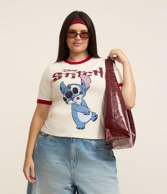 Camiseta T-shirt com Estampa Stitch Curve & Plus Size