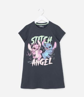 Camisola Infantil com Estampa do Stitch e Angel - Tam 5 a 14 Anos