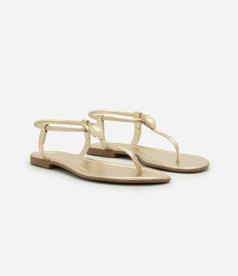 Sandália Rasteira Tira Única com Enfeite Bold