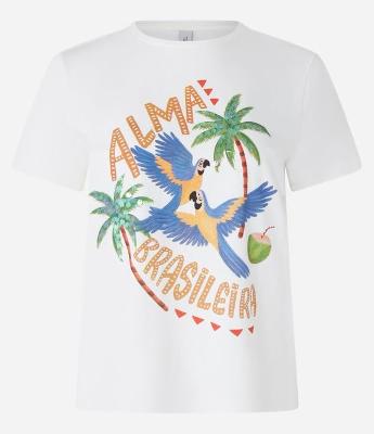 Camiseta em Algodão e Estampa Alma Brasileira com Paetês