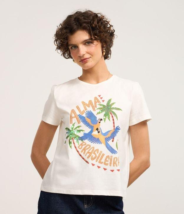 Camiseta em Algodão e Estampa Alma Brasileira com Paetês - 2