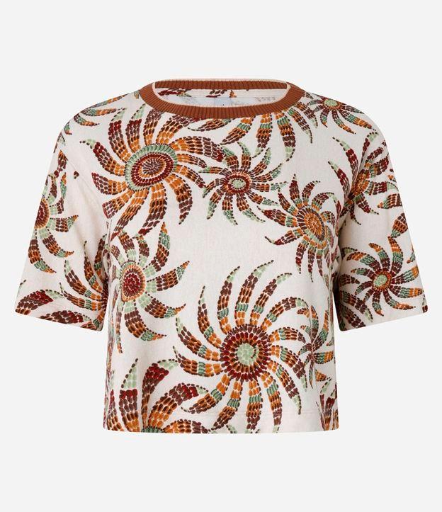 Blusa Cropped com Gola Retilínea e Estampa Floral - 1