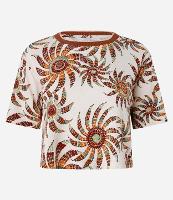 Blusa Cropped com Gola Retilínea e Estampa Floral - 1