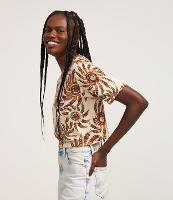 Blusa Cropped com Gola Retilínea e Estampa Floral - 2