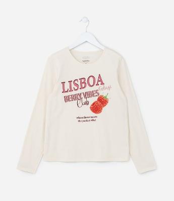Camiseta Infantil com Estampa Cerejas - Tam 5 a 14 Anos