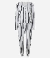 Pijama Longo em Peach Touch com Estampa Listrada e Botões - 1