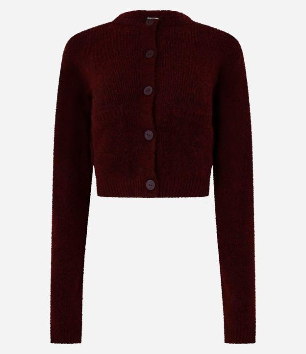 Cardigan Cropped em Tricô com Bolsinhos e Botões Frontais - 1