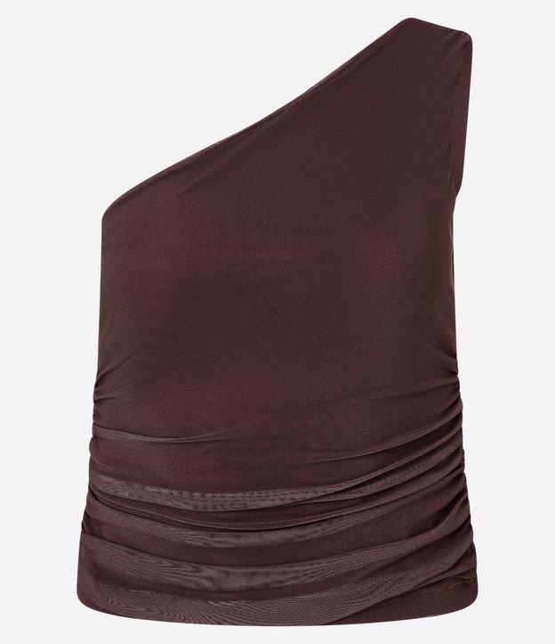 Blusa em Tule com Um Ombro Só e Franzidinho - 1