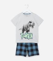 Pijama Infantil com Estampa Dino T-Rex - Tam  6 a 14 Anos - 1