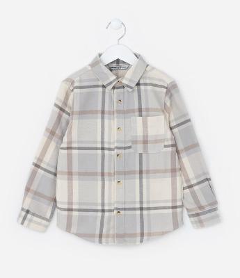Camisa Infantil em Flanela com Estampa Xadrez - Tam 5 a 14 Anos