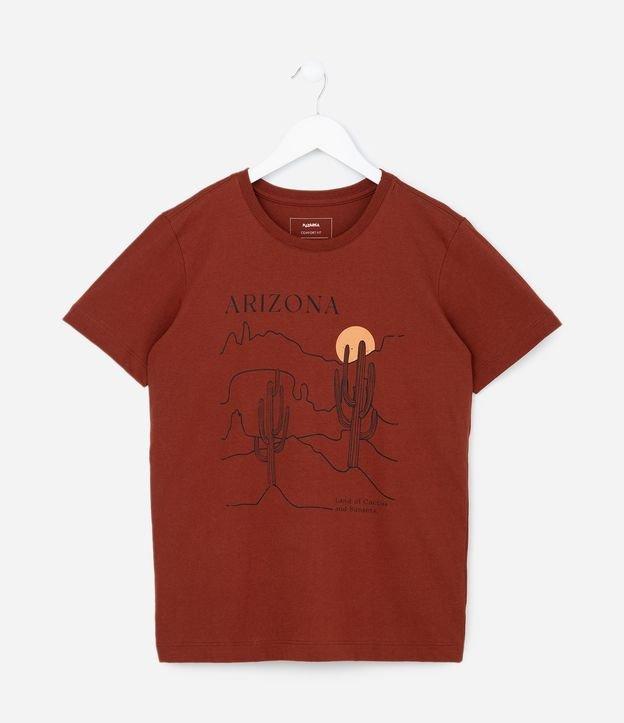 Camiseta Infantil com Estampa Paisagem de Cactos - Tam 5 a 14 Anos - 1