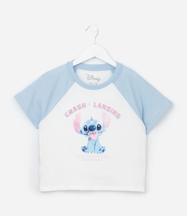 Camiseta Infantil com Cava Raglan e Estampa Stitch - Tam 5 a 14 Anos - 1