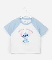 Camiseta Infantil com Cava Raglan e Estampa Stitch - Tam 5 a 14 Anos - 1