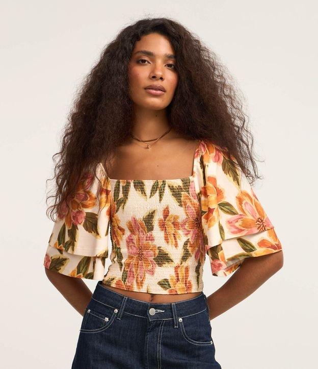 Blusa Cropped com Lastex no Corpo e Manga Dupla - 2