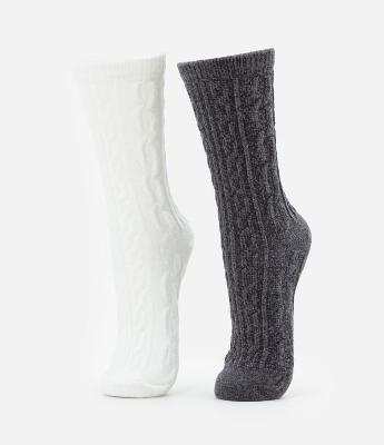 Kit 02 Meias Cano Alto em Chenille Jacquard