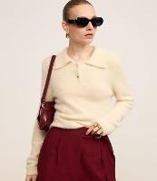 Casaco Peluciado em Tricô com Gola Polo - 2