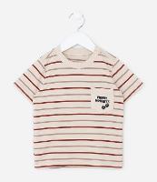 Camiseta Infantil com Bolsinho e Estampa Listrada - Tam 1 a 6 Anos - 1