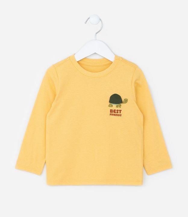 Camiseta Infantil com Estampa Interativa de Tartaruga - Tam 1 a 6 Anos - 1