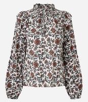 Blusa em Viscose com Mangas Bufantes e Estampa Floral - 1