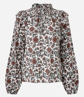Blusa em Viscose com Mangas Bufantes e Estampa Floral