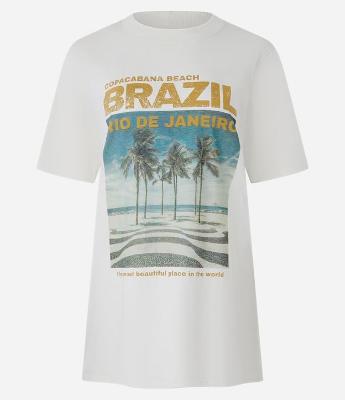 Camiseta T-shirt em Algodão com Estampa Copacabana Beach Brazil