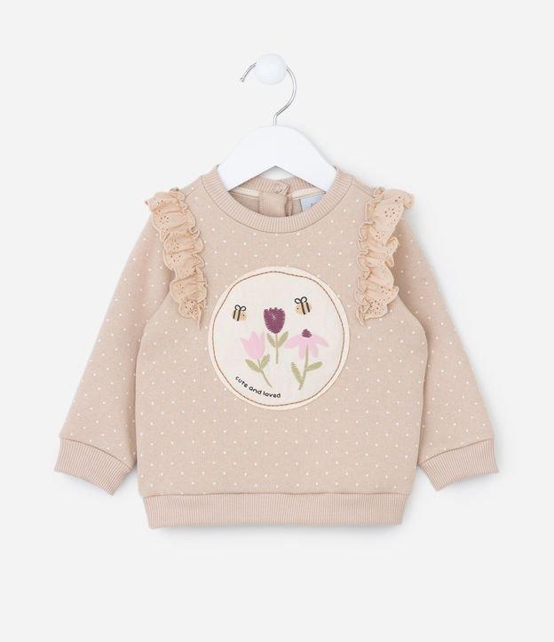 Casaco Infantil com Babado e Bordado de Flores - Tam 0 a 18 meses - 1