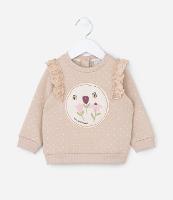 Casaco Infantil com Babado e Bordado de Flores - Tam 0 a 18 meses - 1