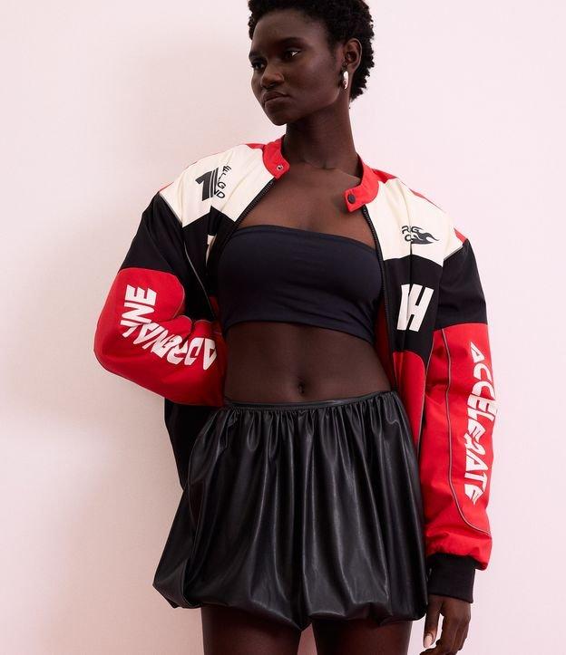 Saia Balonê Curta em Pu com Cós Limpo - 1