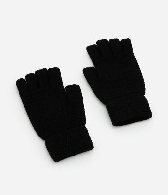 Luva em Tricô com Textura sem Dedos