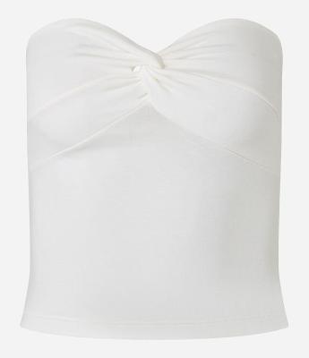 Blusa Tomara que Caia em Algodão com Detalhe de Nó no Decote