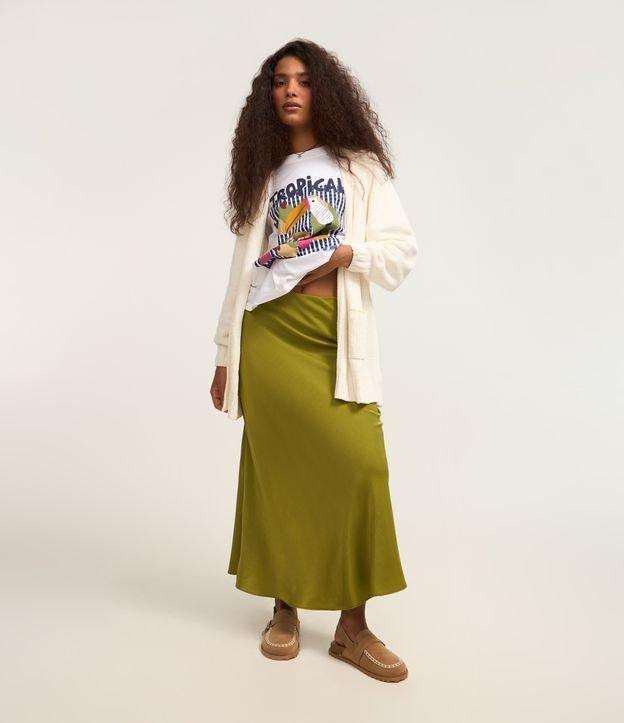 Saia Longa em Crepe com Textura Acetinada - 3