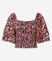 Blusa Ombro a Ombro com Detalhe Duplo na Manga e Estampa Floral - 1