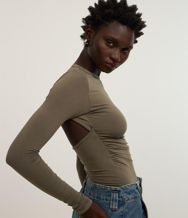 Body em Malha com Decote Costas e Detalhes Franzidos na Cintura - 1