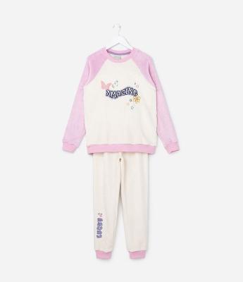 Pijama Infantil em Fleece com Bordado Lettering Amazing - Tam 5 a 14 Anos
