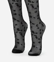 Meia 3/4 em Microfibra com Textura Animal Print Onça - 1