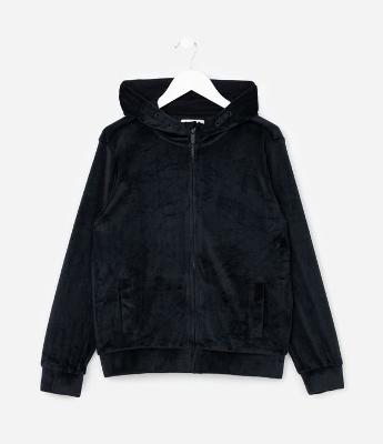 Jaqueta Infantil em Plush com Capuz e Bolso - Tam 5 a 14 anos