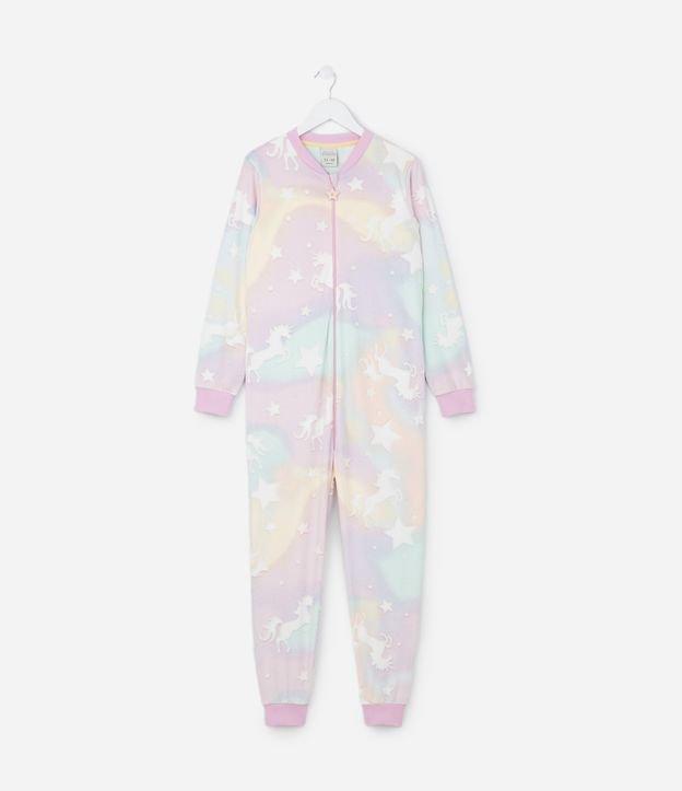 Pijama Jumper Infantil em Plush com Estampa Unicórnio - Tam 3 a 12 Anos - 1