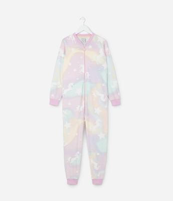 Pijama Jumper Infantil em Plush com Estampa Unicórnio - Tam 3 a 12 Anos