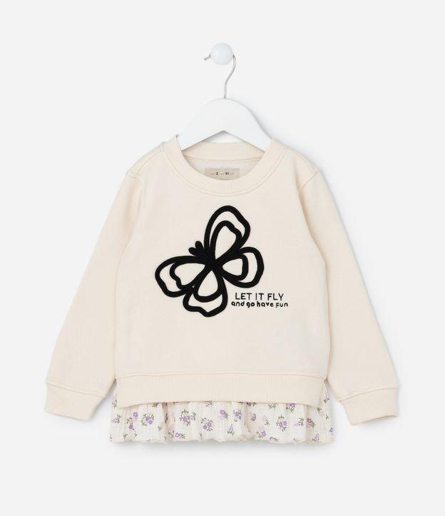 Casaco Infantil com Barra Diferenciada e Bordado Borboleta - Tam 1 a 5 Anos - 1