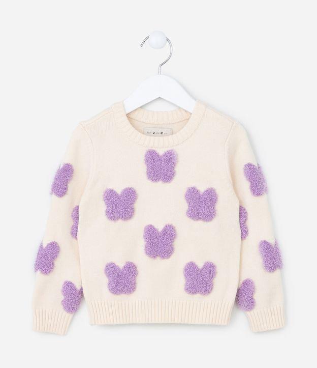 Suéter Infantil com Bordado Borboletinhas - Tam 1 a 5  Anos - 1